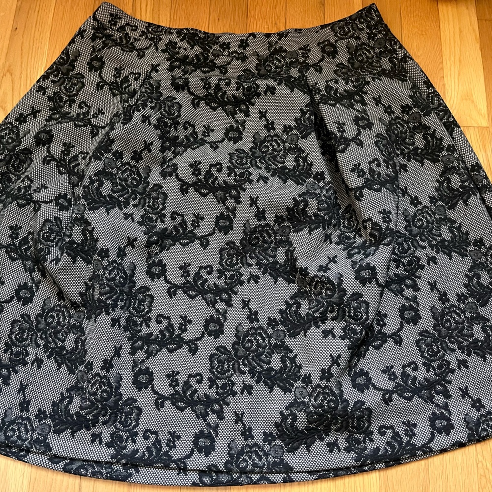 Dress Barn Black Lace Overlay A-Line Skirt